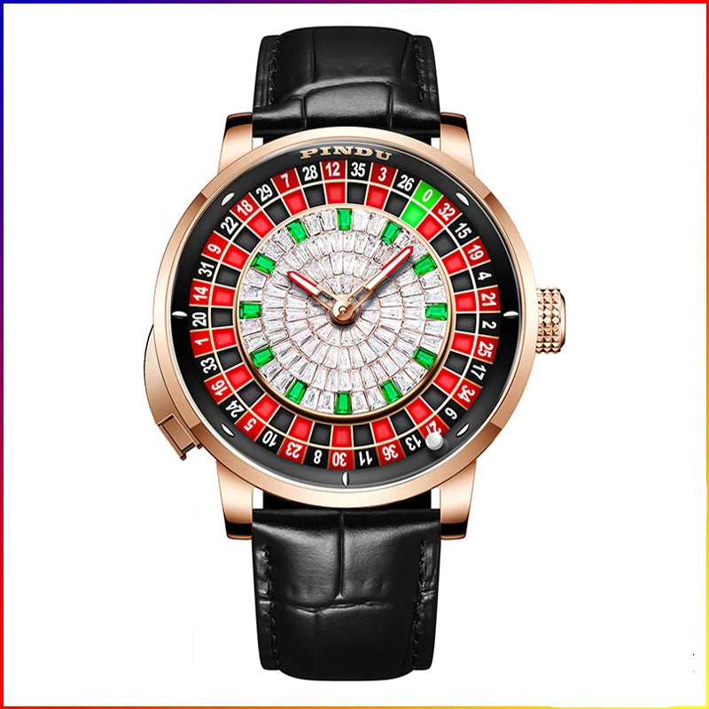 Russian Roulette Game 46MM Mechanical Sapphire Mirror Diamond Dial Watch