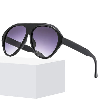 Retro Oversized Pilot Oval Multi Color Lens Sun Glasses