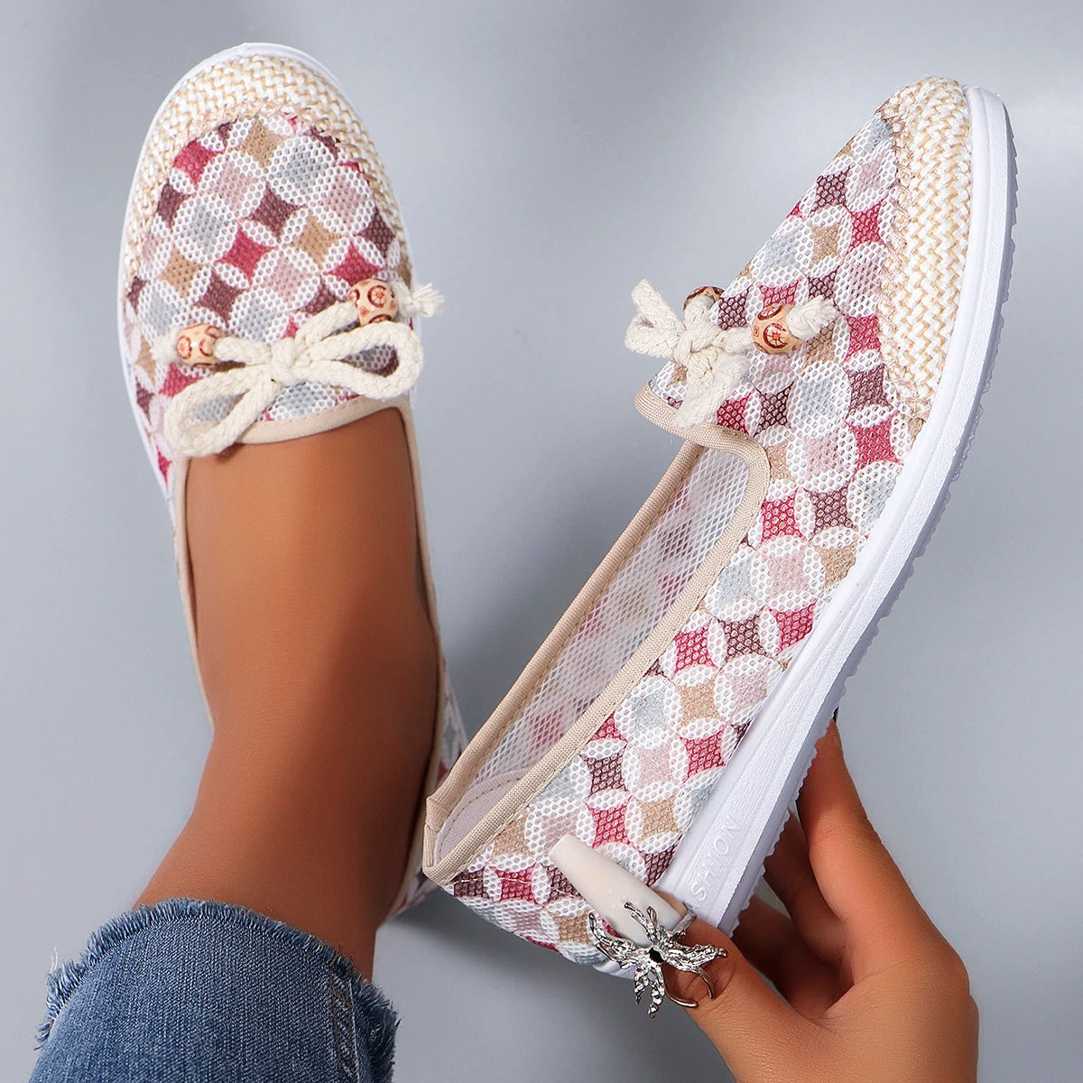 Mesh flat casual sneakers shoes