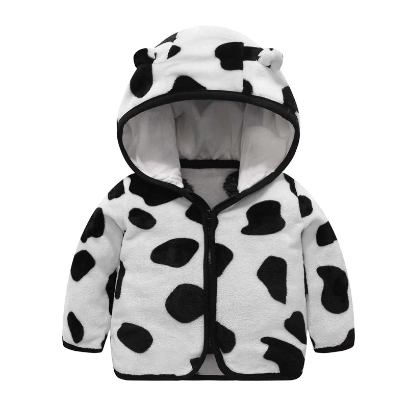 Autumn and Winter Hooded Cute Toddler 1-5 Years Flannel Jacket