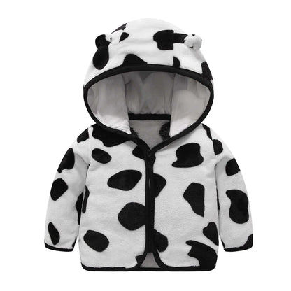 Autumn and Winter Hooded Cute Toddler 1-5 Years Flannel Jacket