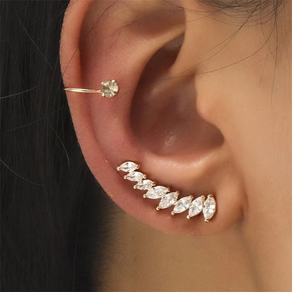 Bohemian Piercing Crystal Rhinestone Ear Cuff Wrap Earrings