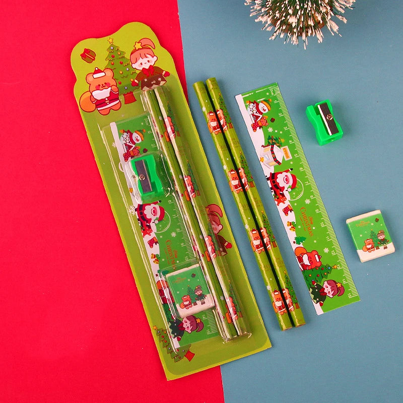 5pcs/Set Cute Cartoon Pencil Stationery Set