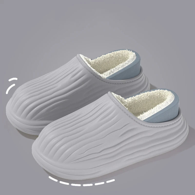 Winter Cotton Warm Non-Slip Thick Bottom Slides Soft Waterproof Slippers