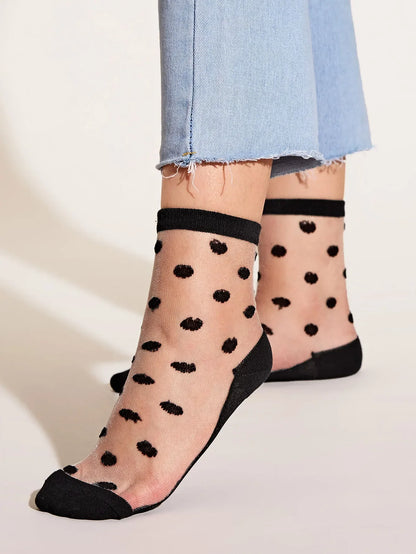 5 Pairs Lace Sexy Transparent Thin Socks