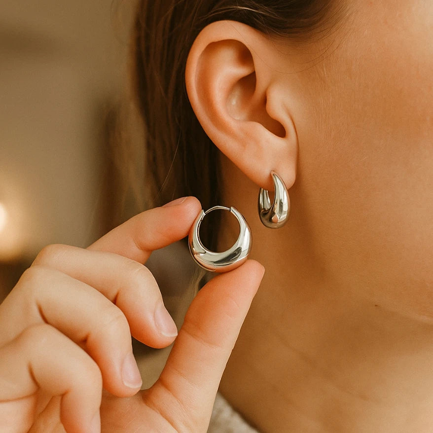 Stainless Steel Golden Double Layered Flower Earring