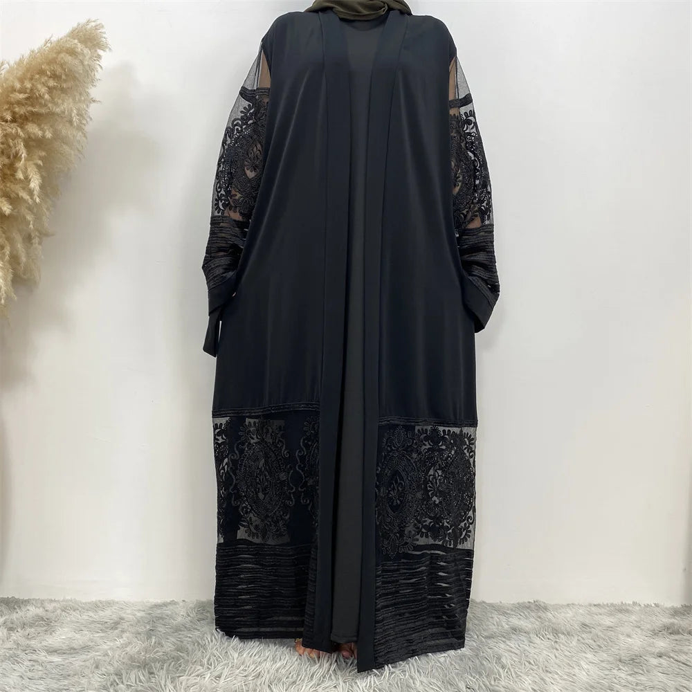 Luxury Gold Rhinestones Muslim Dress Kaftan Abaya