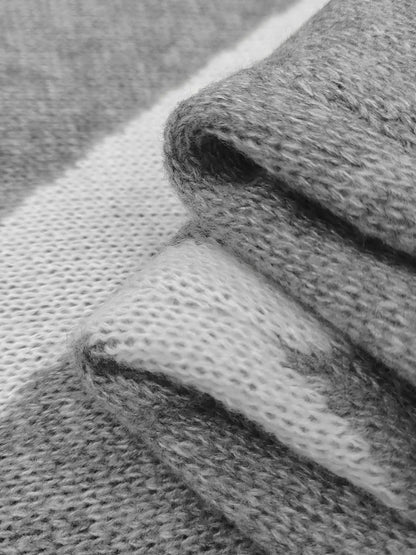 Loose V Neck Geometric Sweater