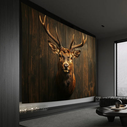 Classic Deer Head Tapestry Elegant Polyester Wall Art