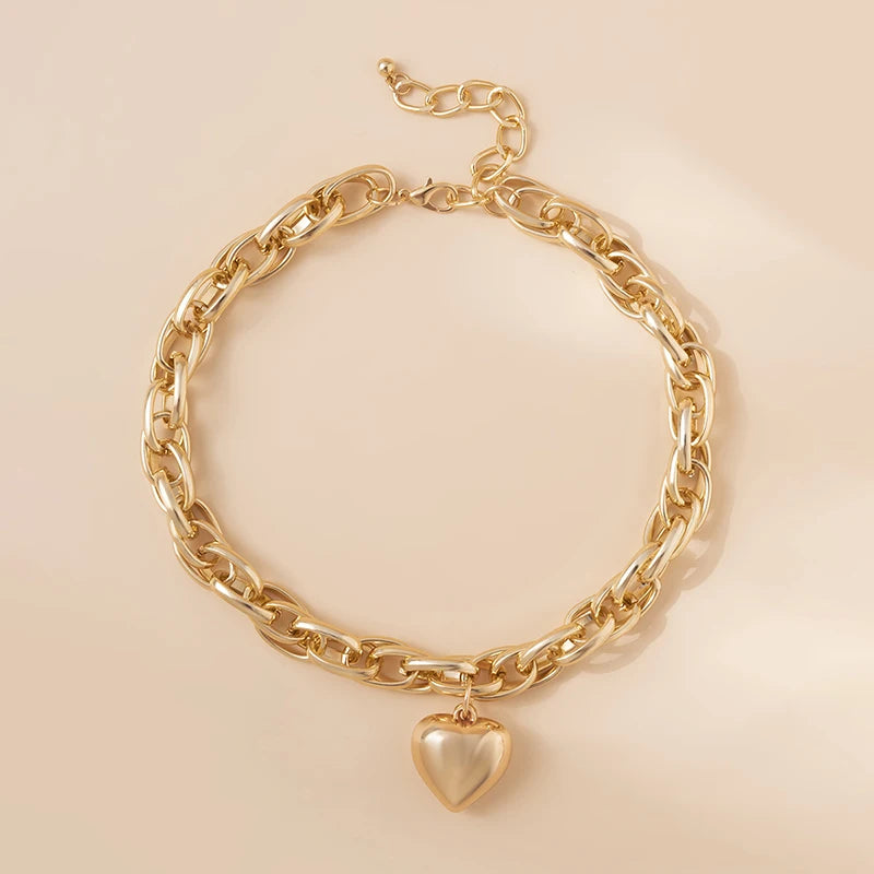 Punk Love Heart Pendant Necklaces