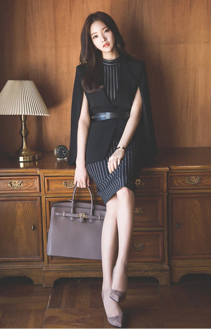 Sexy Tank Sleeveless High Waist Stripe Office Dress