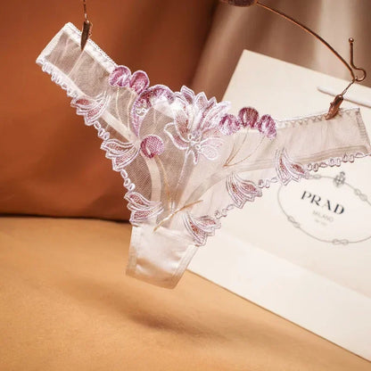 Sexy Lace Floral Thong Mesh Perspective G-String