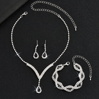 Rhinestone Water Drop Crystal Necklace Set