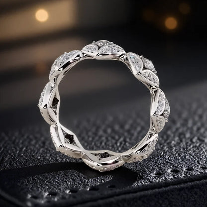 Unique White Zircon Geometric Silver Promise Ring