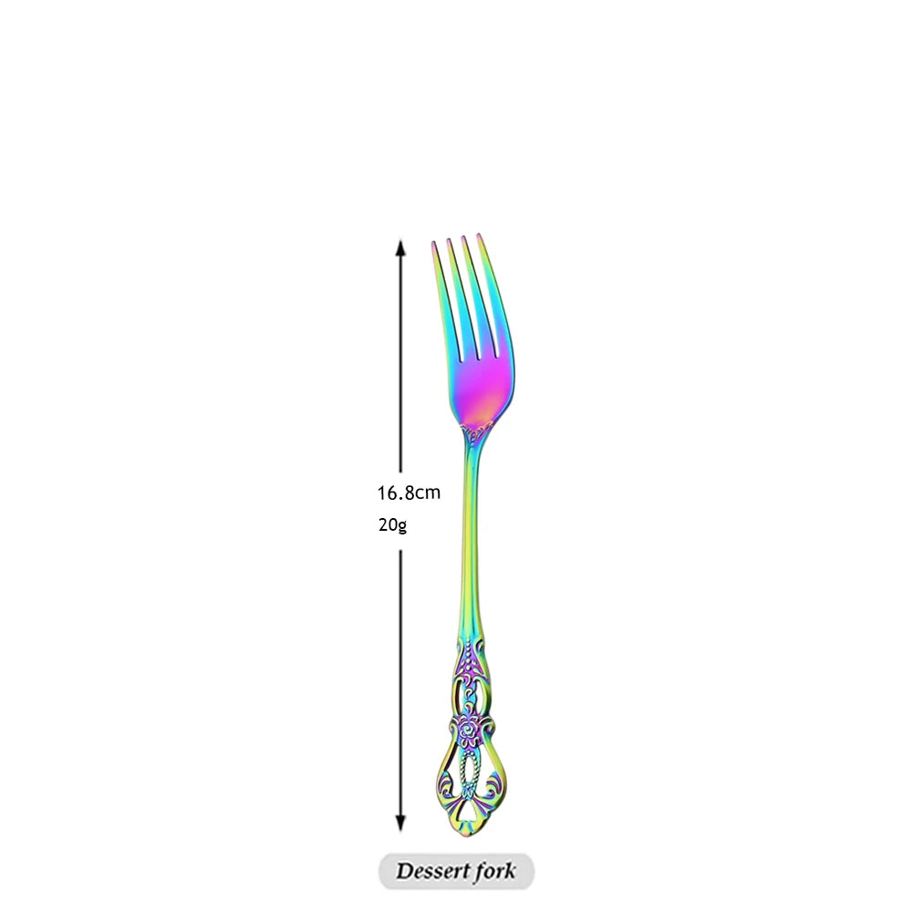 Stainless Steel Cutlery Knife Tea Fork Ice Cream Spoon Tableware Set