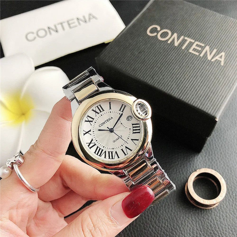 Luxury Quartz Elegant Calendar Display Ladies Stainless Steel Watches