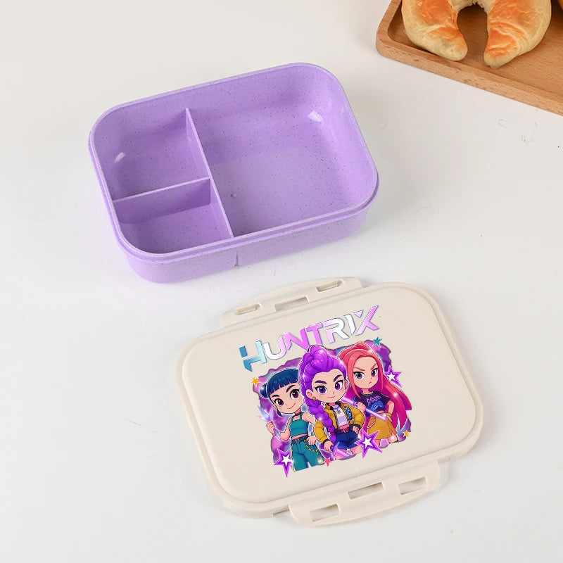 KPOP Demon Hunters Lunch Box Cute Mira Zoey Jinu Portable Plastic Bento Box