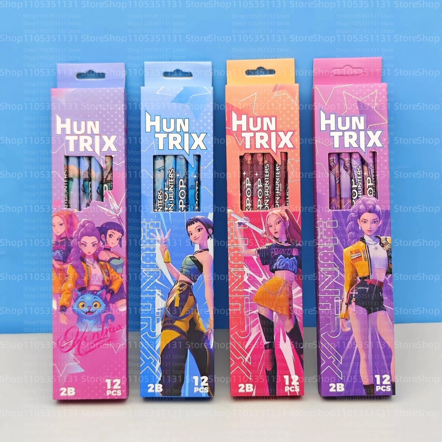 12Pcs/Box HB 2B Colored Pencils Smooth Writing Cute Anime Stationery