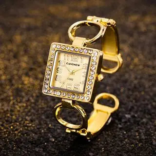 Gold Bangle Bracelet Stainless Steel Quartz Watch