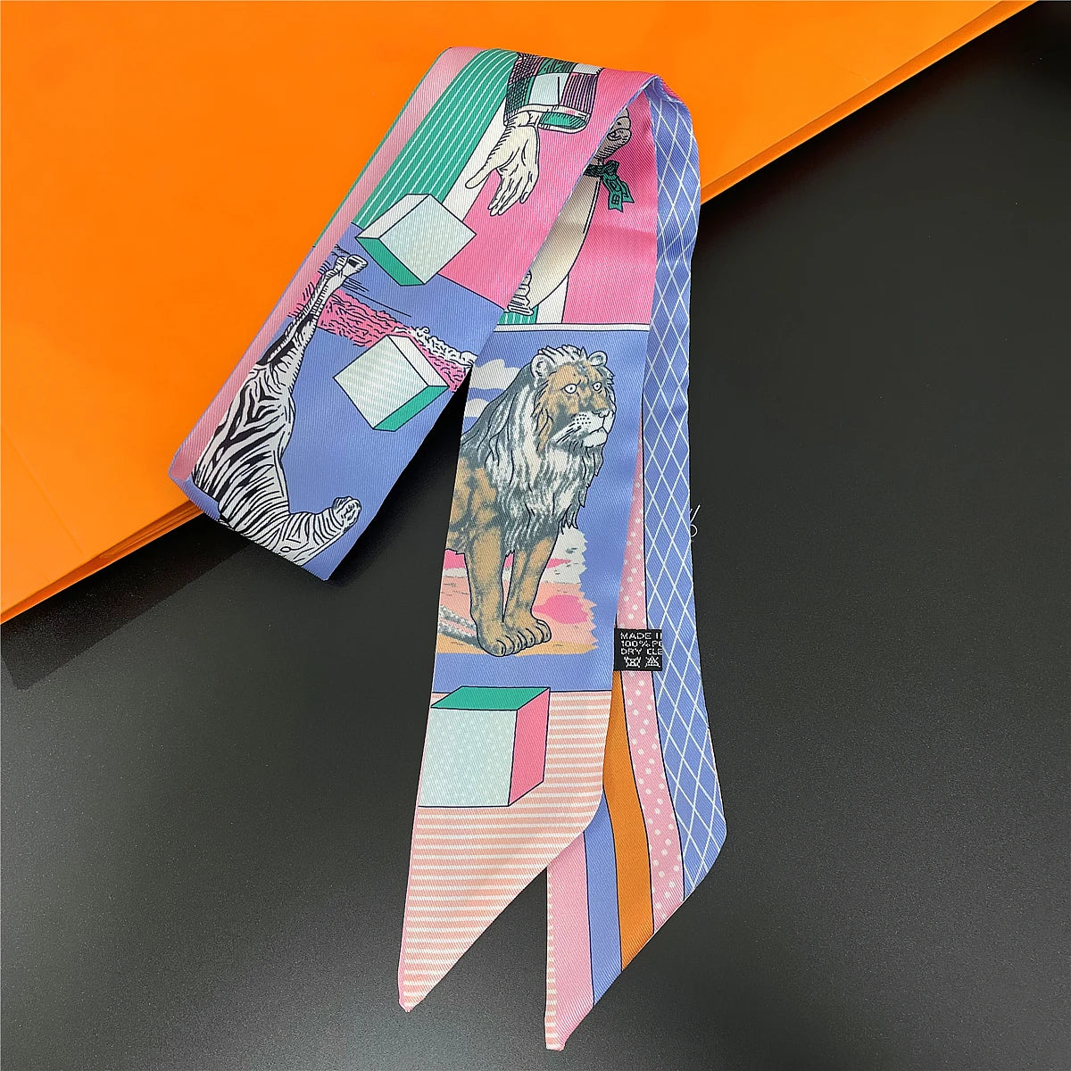 Zebra In Flowers Scarf Luxury Silk Scarf Hair Headband Foulard Skinny Scarves