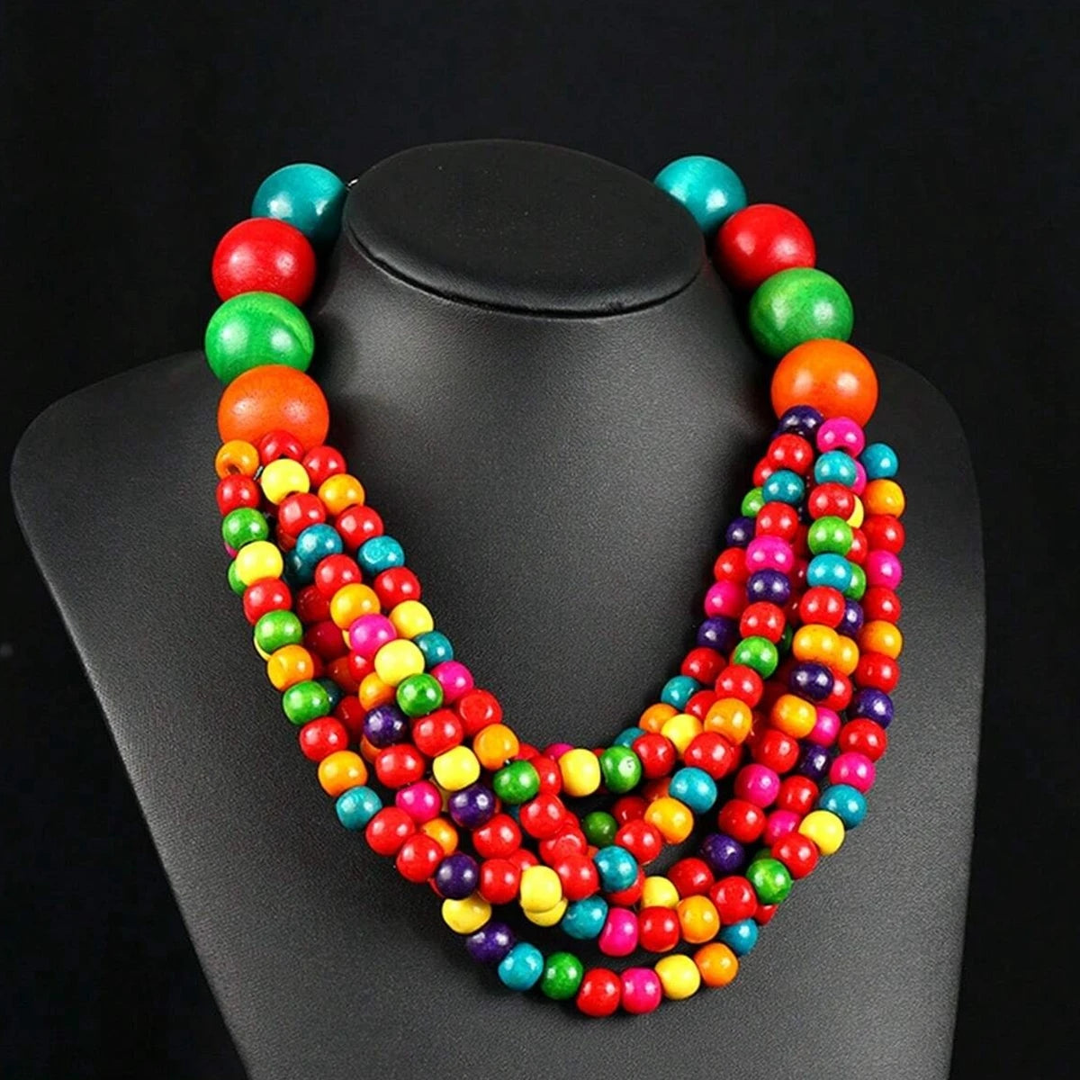 African Bohemian Wooden Bead Handmade Necklace