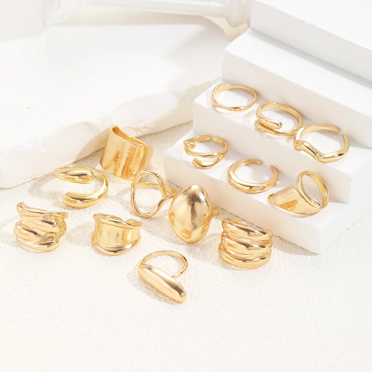 Vintage Smooth Open Rings Set