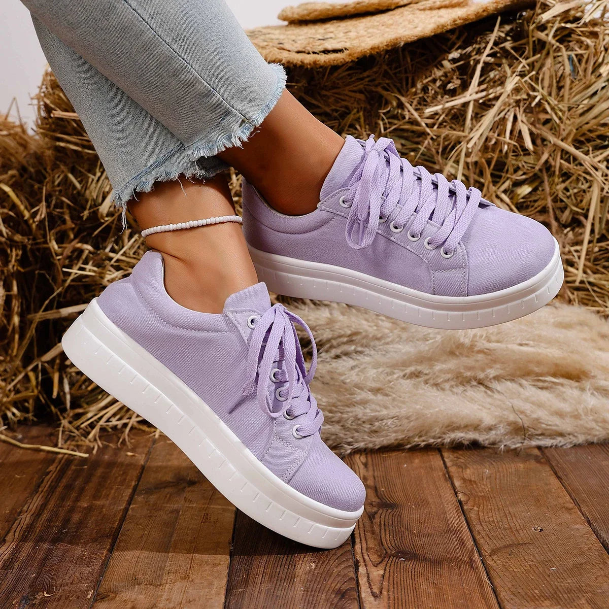 Casual Lace Up Platform Tennis Sport Sneakers