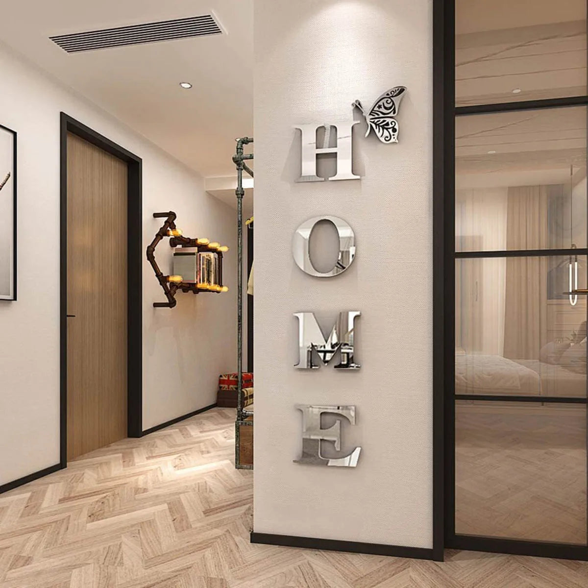 HOME Logo 3D Mirror Wall Sticker Decoration
