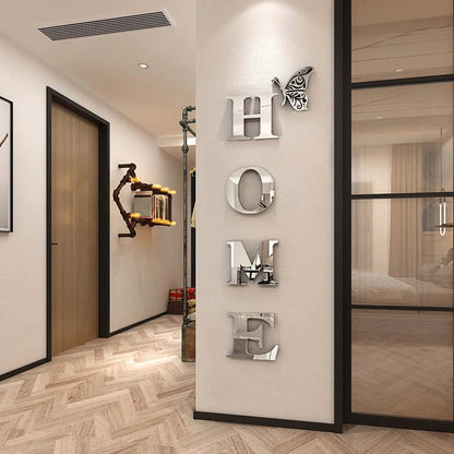 HOME Logo 3D Mirror Wall Sticker Decoration