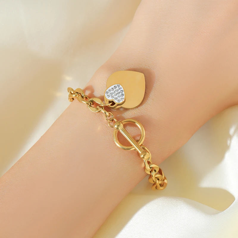 Stainless Steel Gold Starfish Moon Star Bracelet