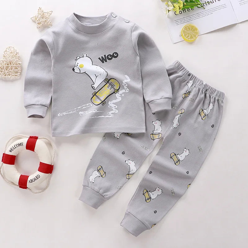 Cotton Class Suit Long T-shirt + Pants Pajamas Set