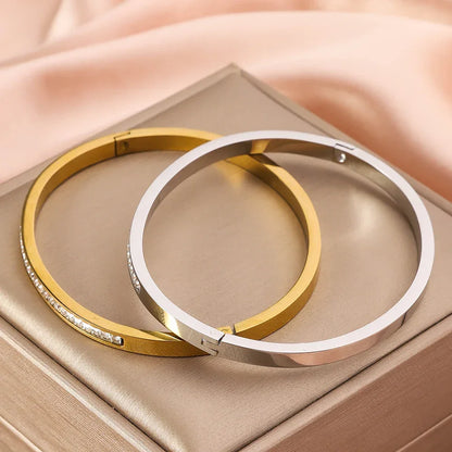 Artificial Zircon Stainless Steel Bracelet