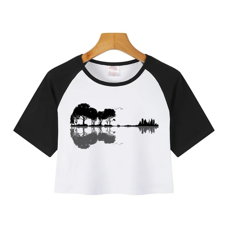 Casual Crop Tops Funny Graphic T-shirt