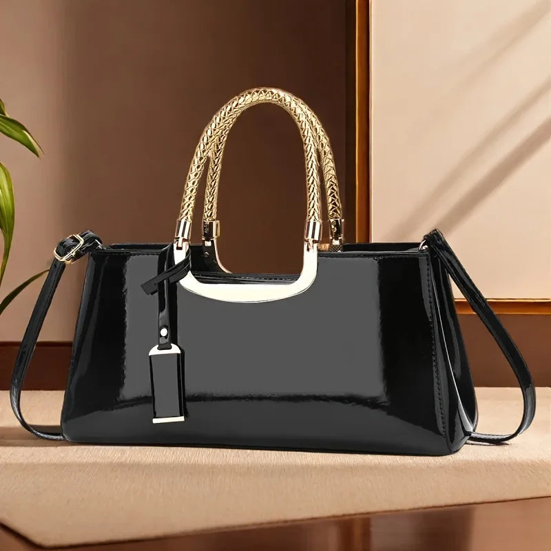 Glossy PU Leather Shoulder Handbag