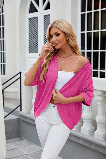 Elegant Mid Sleeve Casual Loose Cardigan Shirts