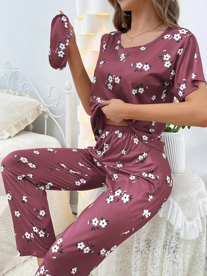 Short sleeve love pattern casual pyjamas