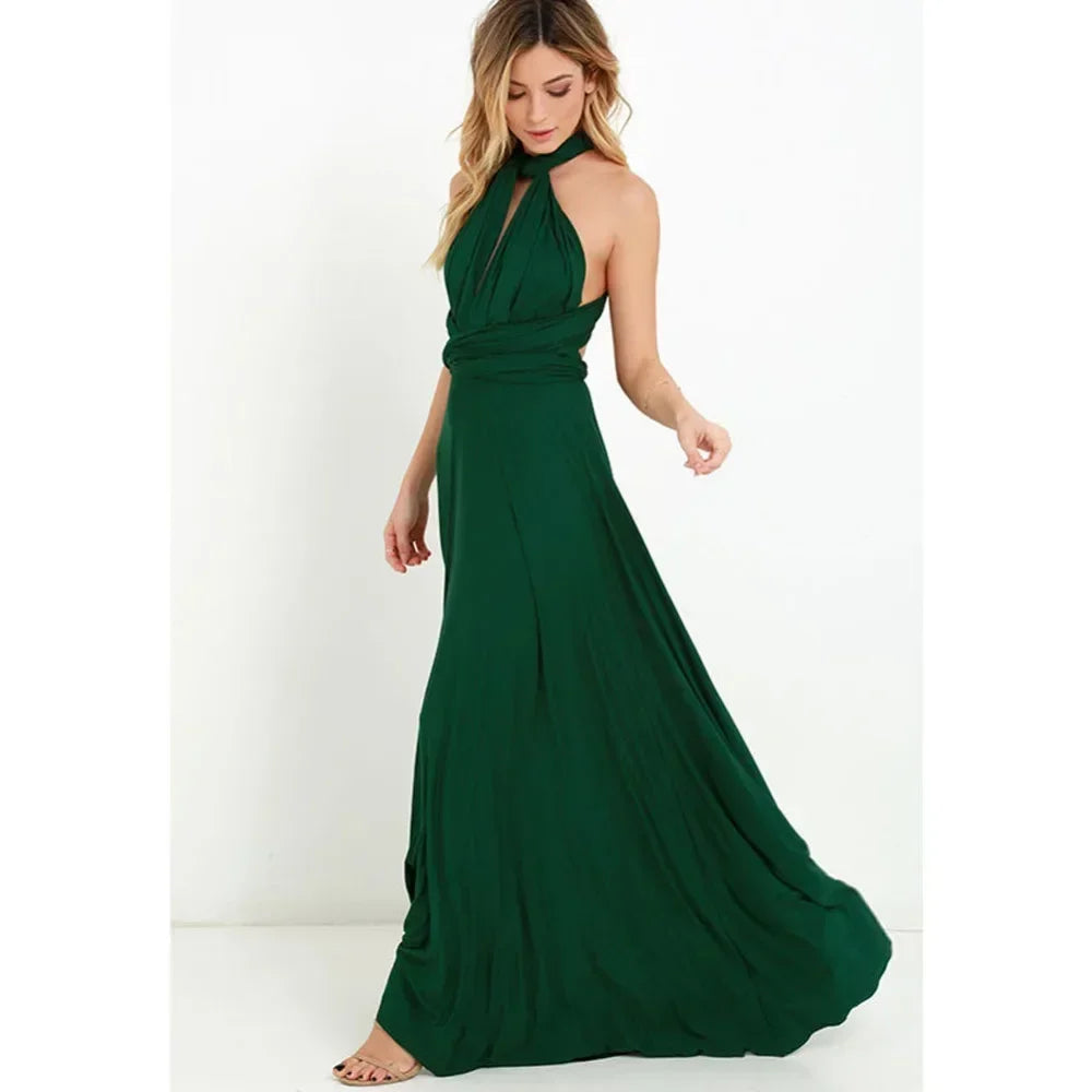 Multi-worn V-neck Vestidos De Fiesta Long Sexy Maxi Dress