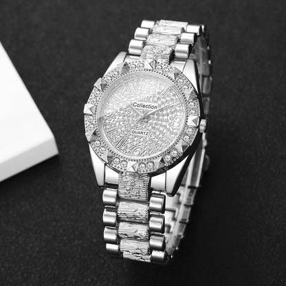 Luxury Diamond Arabic Dial Quartz Wristwatch