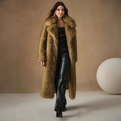 Winter Eco Faux Fur Gradient Fluffy Long Artificial Fur Coat