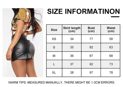 Falda corta de cuero de talle alto sexy