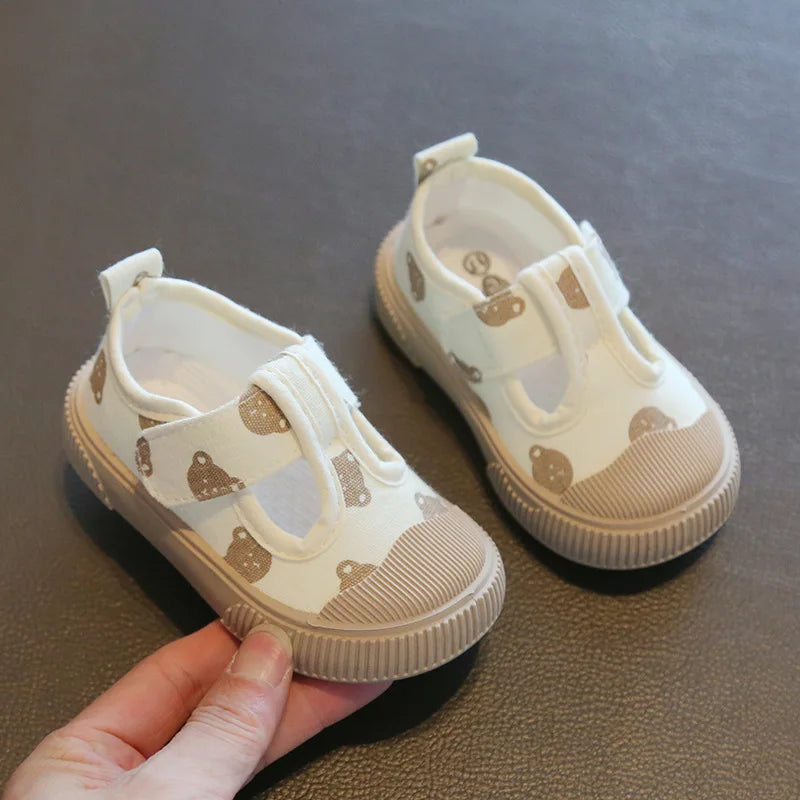 Square Mouth Casual Spring Cartoon Soft Sole Walking Canvas Shoe