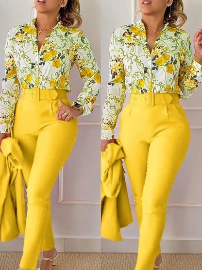 Long Sleeve Shirt Pants Two Piece Sets