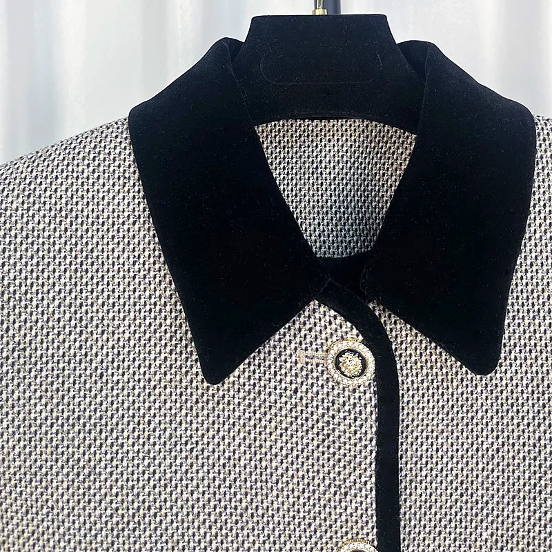 Elegant Comfortable Lapel Collar Casual Tweed Jacket