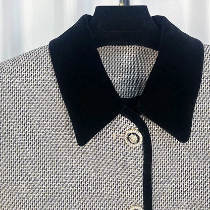 Elegant Comfortable Lapel Collar Casual Tweed Jacket