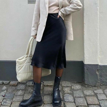 Falda de talle alto Satin Bright Face