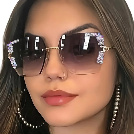 Square frameless crystal decoration Sunglasses