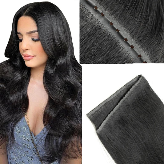 Flat Pu Tape Real Human Hair Wigs