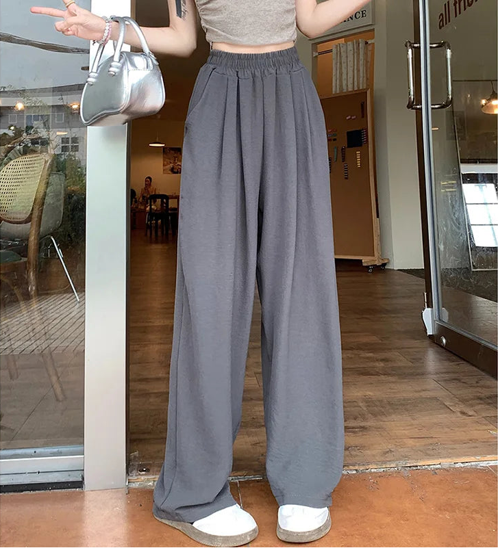 Colorful Ice Silk Baggy Straight Leg Pants