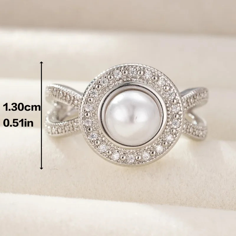 Romantic Elegant Big Round Imitation Pearl Ring