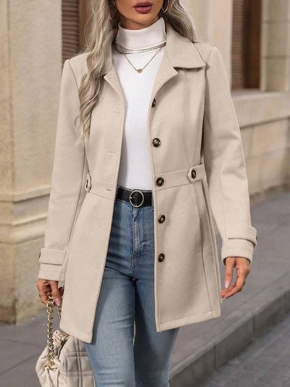 Autumn and Winter Solid Color Woolen Coat